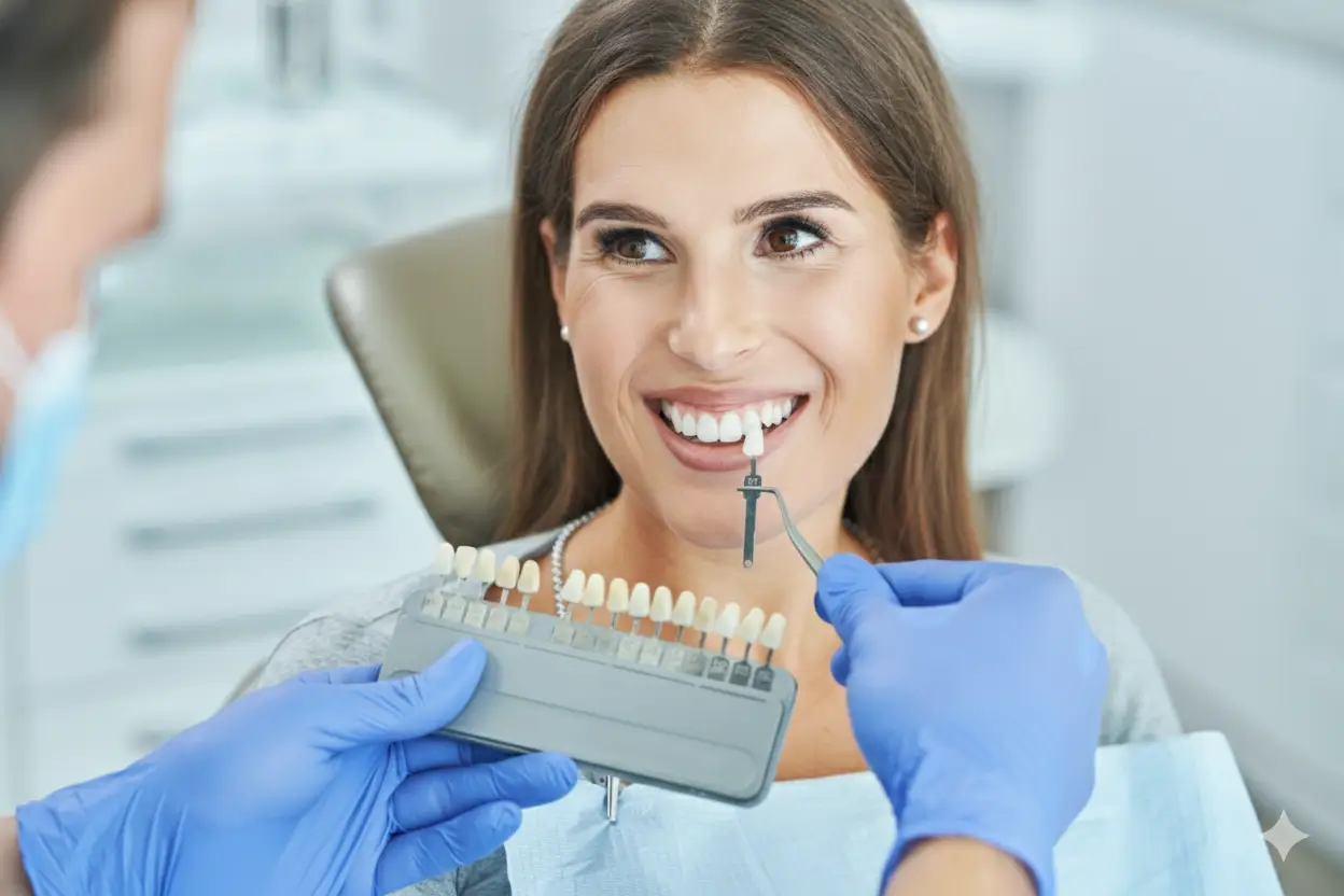 Mujer con sonrisa blanca y radiante